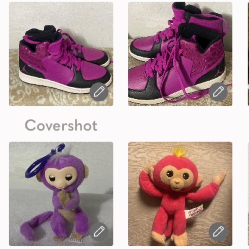 NIKE💜JORDAN sz6.5+Fingerling🙊keychain 4”+TY Ruby🐒7.5x4”